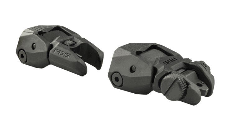 Mepro Light - FRBS Flip Backup Sights, 4 Dot Rear/Orange Hyper Bright Front, Black