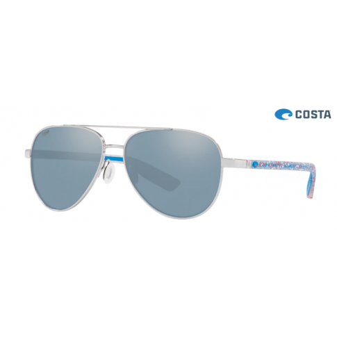 Costa Costa Peli 400 Shiny Silver Frame w/ Gray Silver Mirror 580P Lens Red/Wh/Blue Edition