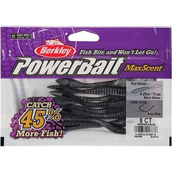 Berkley Berkley Powerbait MaxScent 4.25" Flatworm Black Shiner 8ct...8876