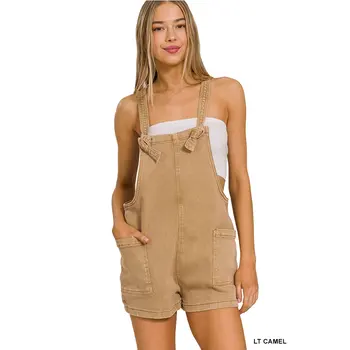 Vanilla Monkey Washed Knot Strap Romper