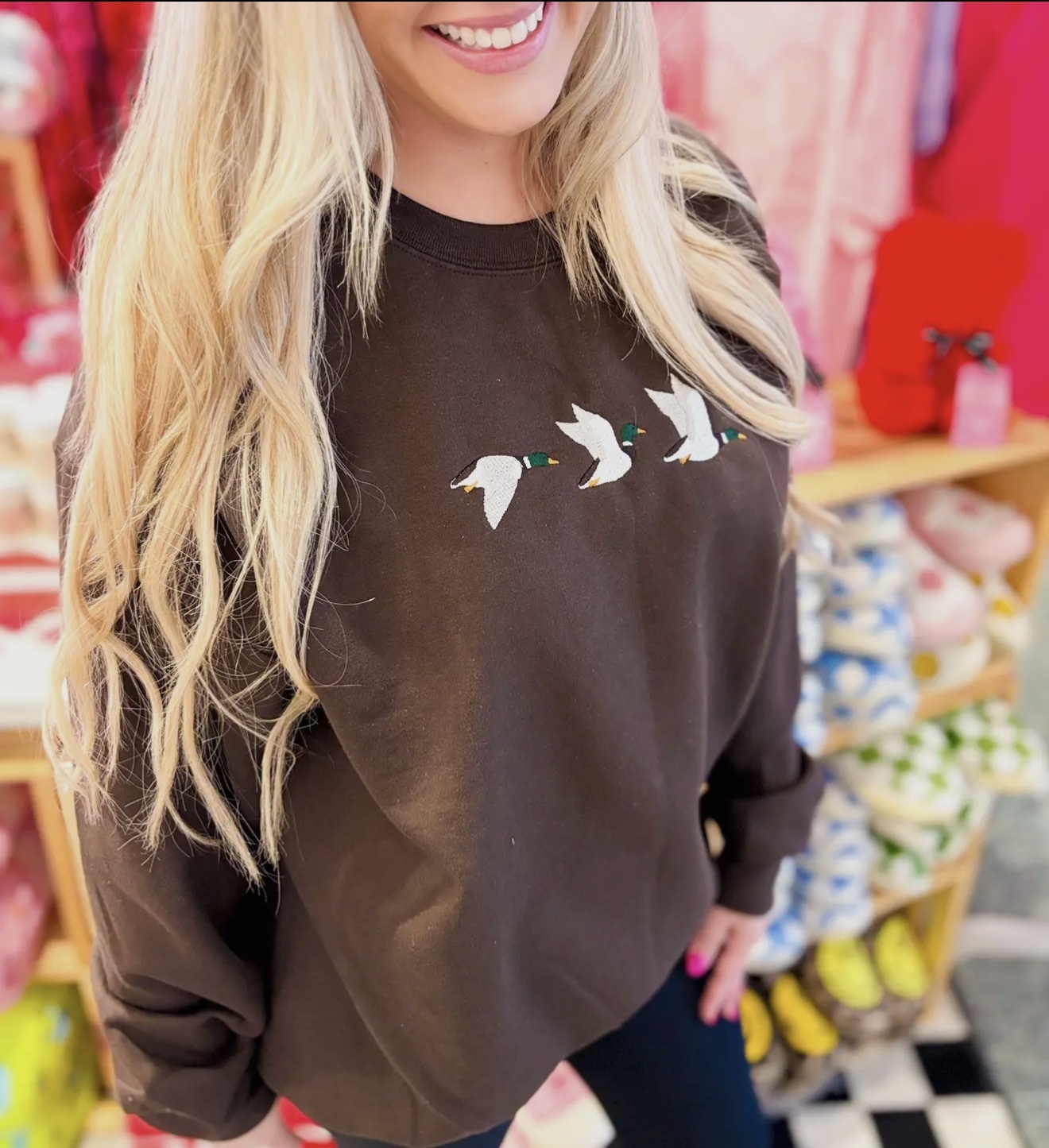 Graphic Tees & Co. Mallard Duck Embroidered Crewneck