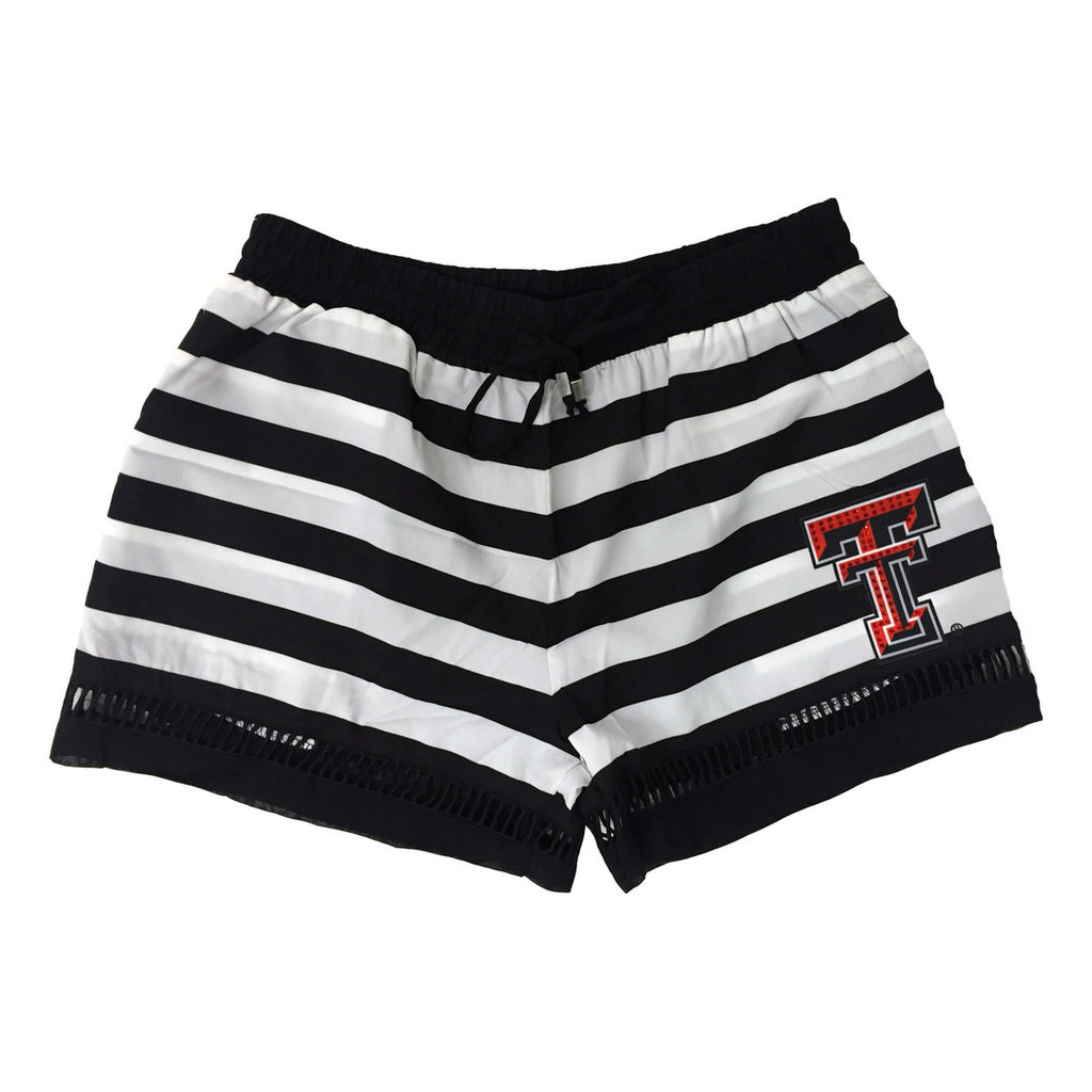 black and white striped shorts