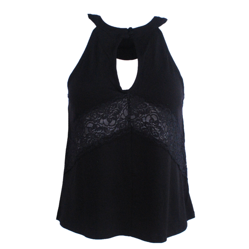 Kennedy Keyhole Back/Lace Inset Ladies Tank