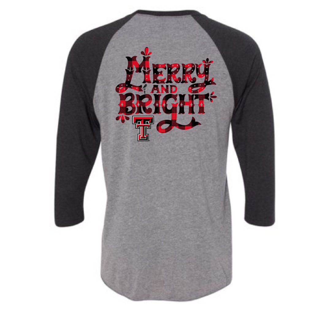 Next Level Christmas Plaid Youth 3/4 Sleeve Tee