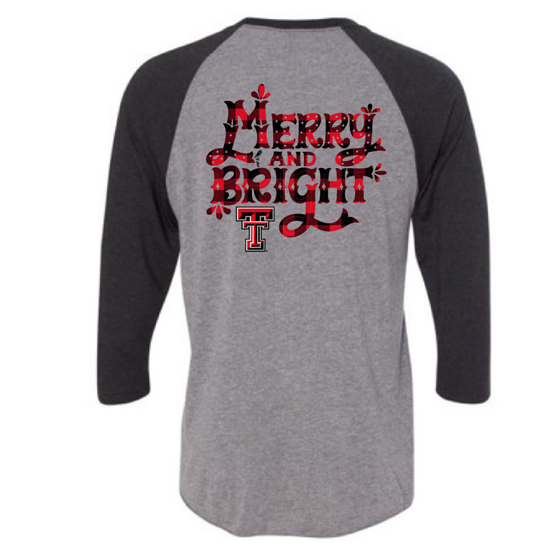 Next Level Christmas Plaid Youth 3/4 Sleeve Tee