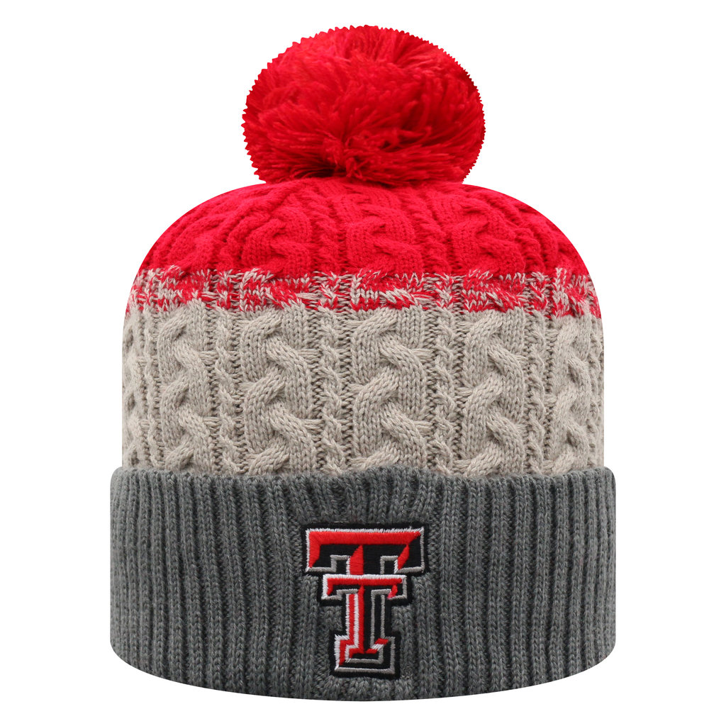 Top of the World Disperse Combo Knit & Mitten Set Red/Grey