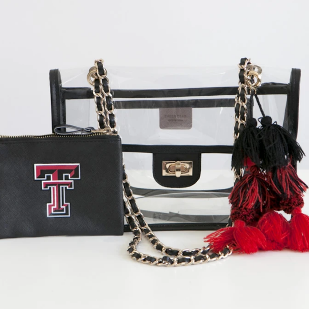 clear purse gold chain