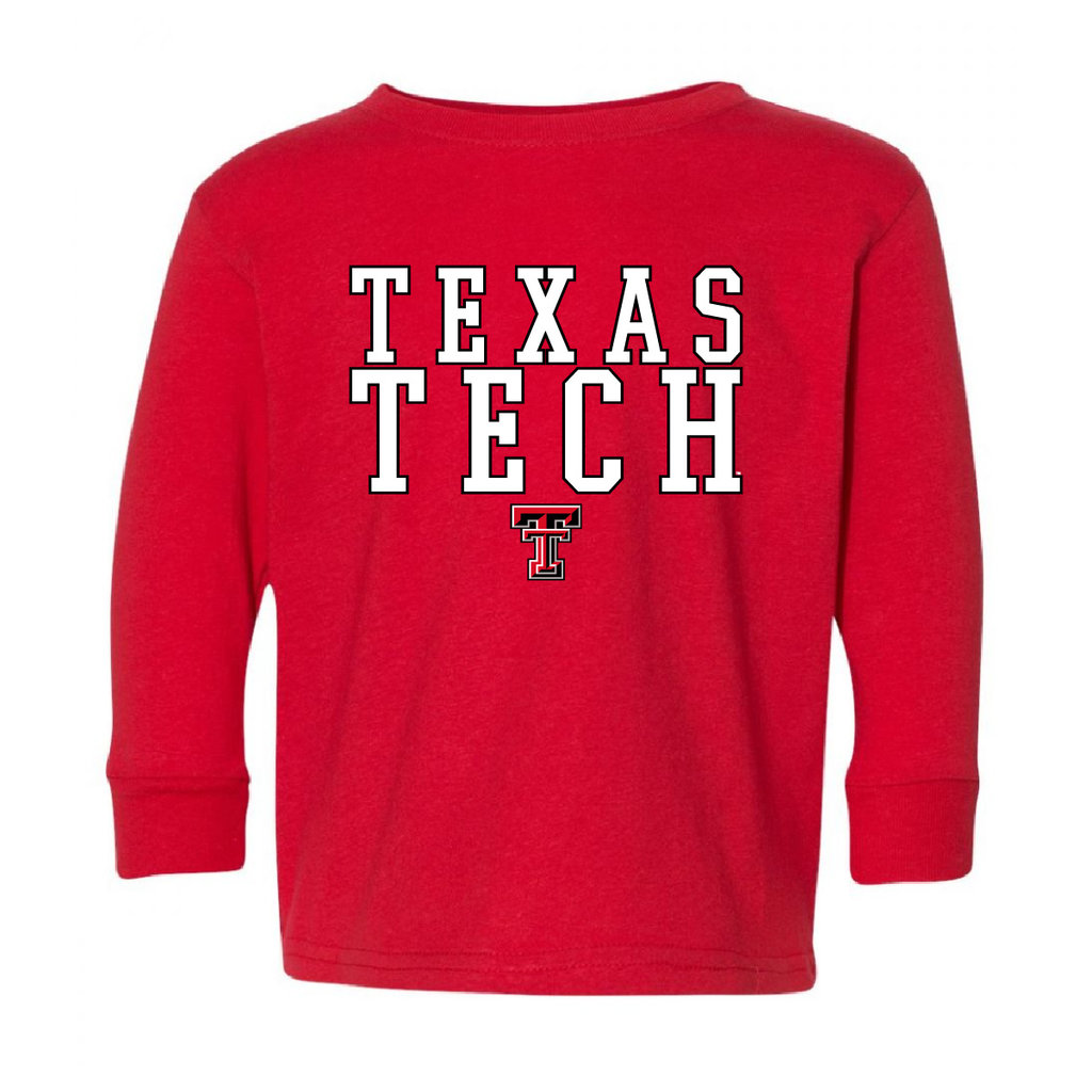 Outline Stack Texas Tech Toddler Long Sleeve Tee