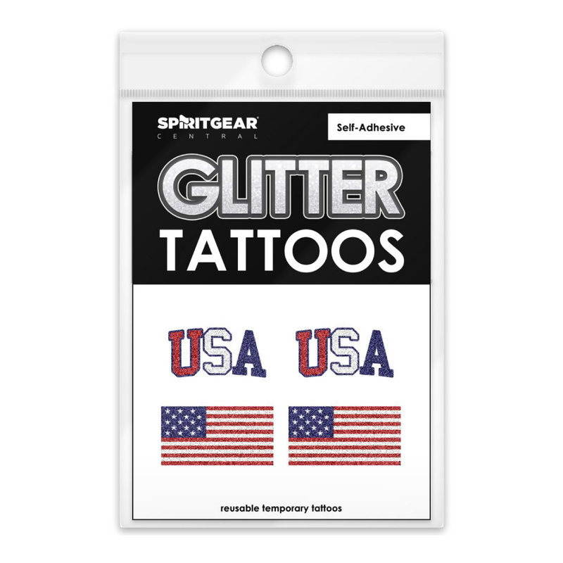 Spirit Gear USA Flag Glitter Tattoo Pack of 4