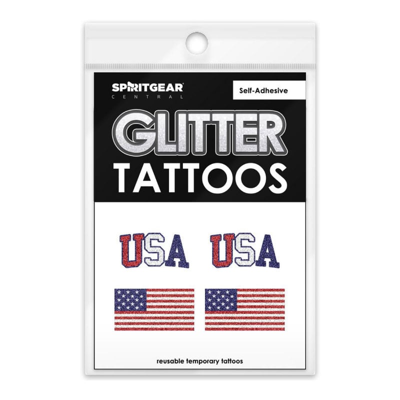 USA Flag Glitter Tattoo Pack of 4