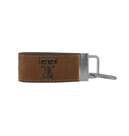 Brown Leather Embossed Key Fob
