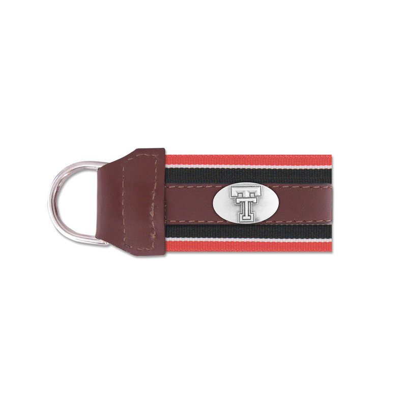 Zeppelin Products Grosgrain Ribbon Leather Concho Key Fob
