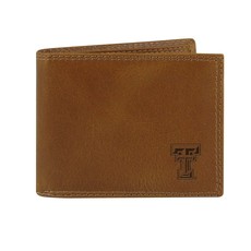 Passcase Tan Leather Embossed Wallet