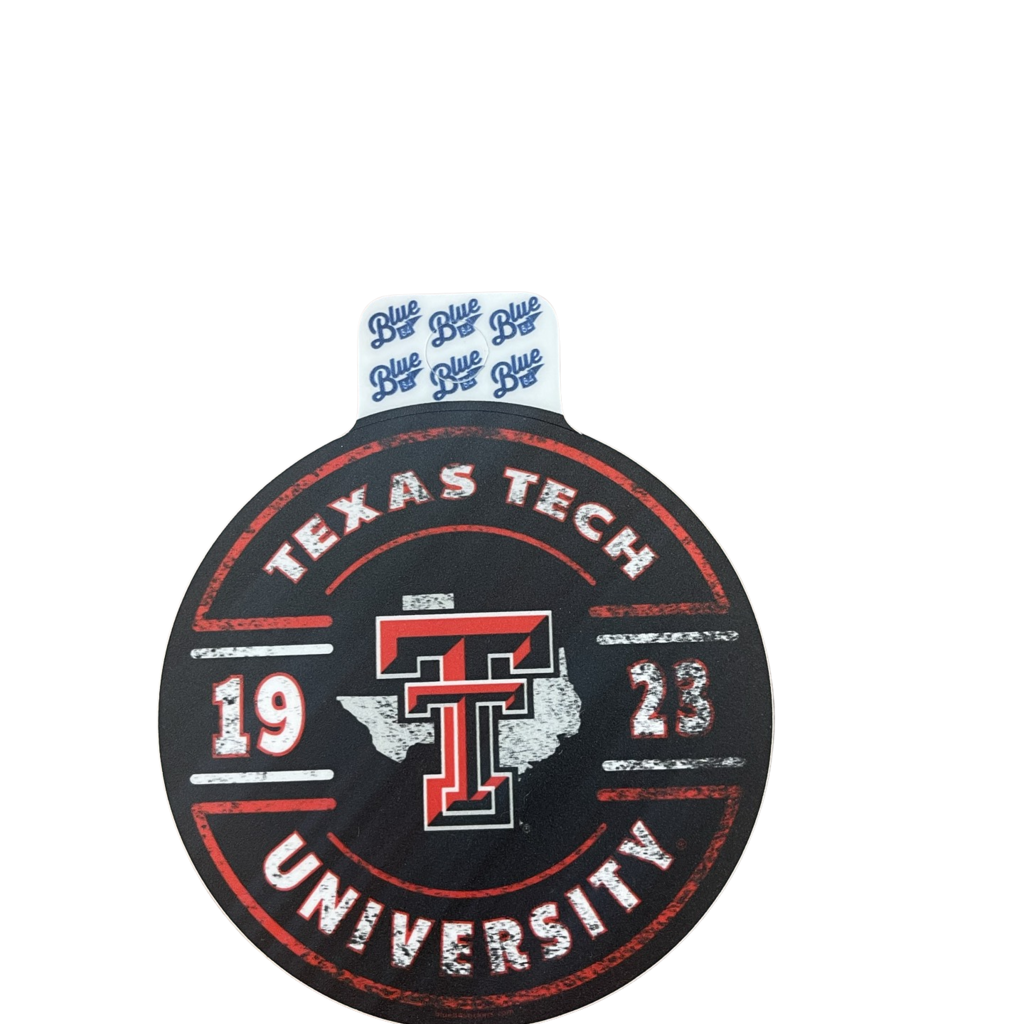 Blue 84 Round Distressed Black Sticker