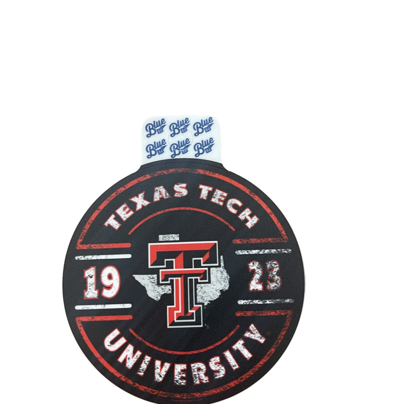 Blue 84 Round Distressed Black Sticker