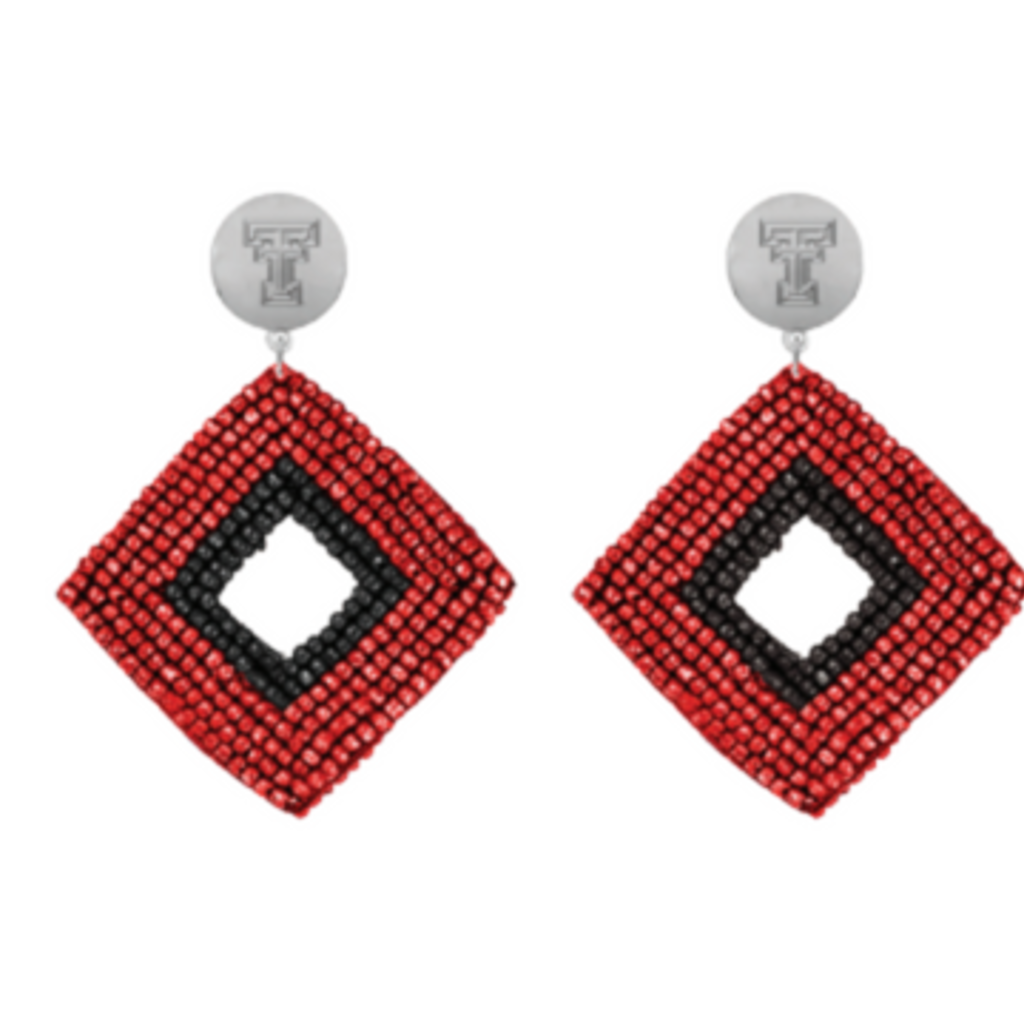Shelby & Grace Weaver Red & Black Diamond Bead Earrings