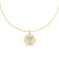 Sorority Shop Paperclip Double T Pendant Gold Necklace