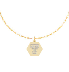 Sorority Shop Paperclip Double T Pendant Gold Necklace