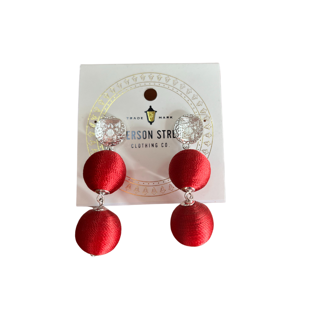 Sonata Treaded Bead Earrings Red/Silver