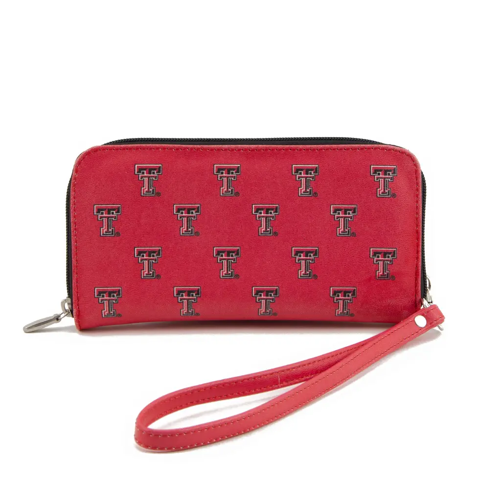 Eagles Wings Red Repeat Double T Zip Wristlet