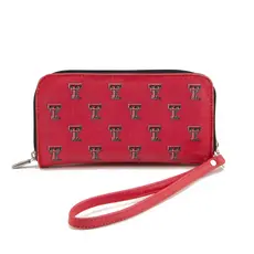 Eagles Wings Red Repeat Double T Zip Wristlet