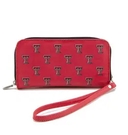 Eagles Wings Red Repeat Double T Zip Wristlet