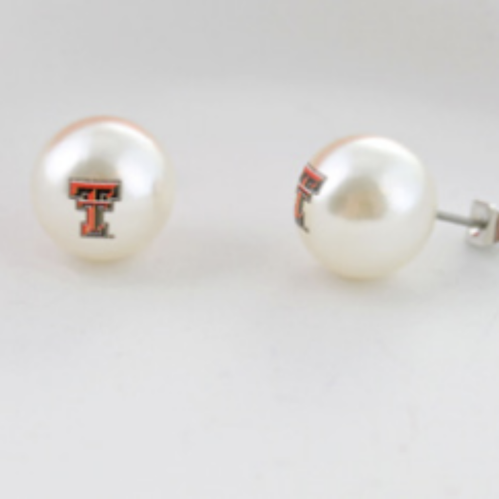 Season's Jewelry Double T Pearl Stud Earrings