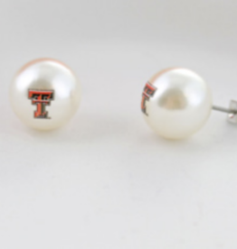 Season's Jewelry Double T Pearl Stud Earrings