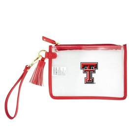 Clear Wristlet with Tassel - Red