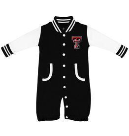 Newborn Varsity Convertible Romper Black/White