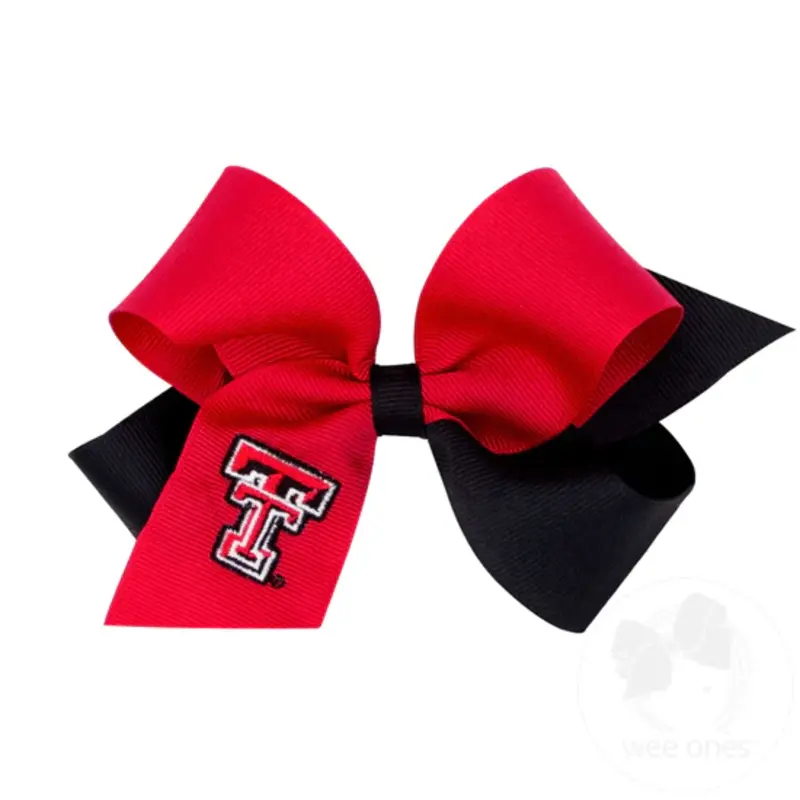 Medium Hair Bow Red/Black Solid