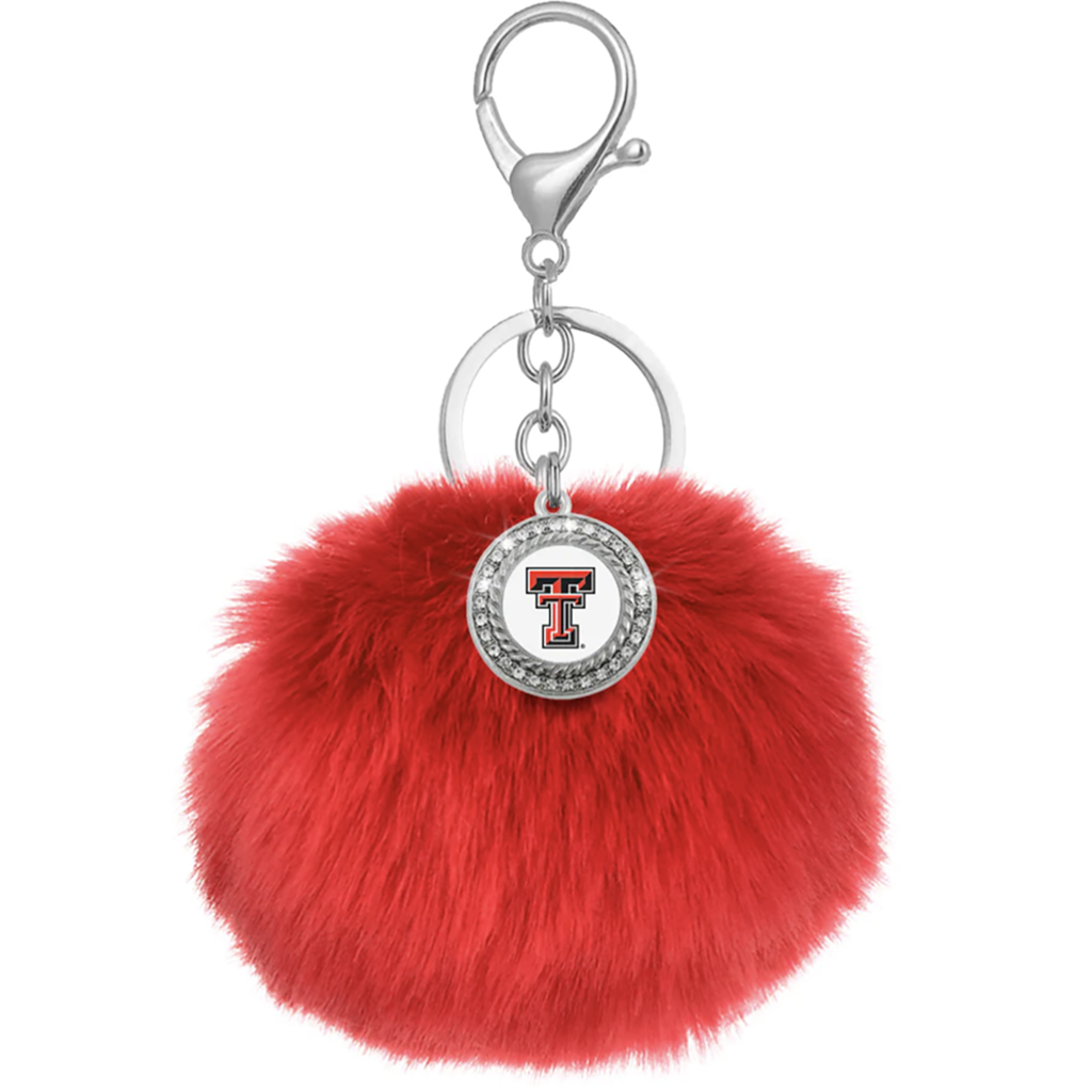 Pom Pom Keychain with Circle Rhinestone