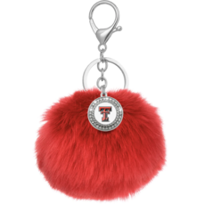 Spirit Gear Pom Pom Keychain with Circle Rhinestone