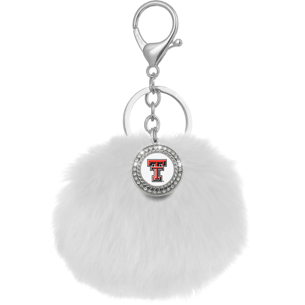Spirit Gear Pom Pom Keychain with Circle Rhinestone