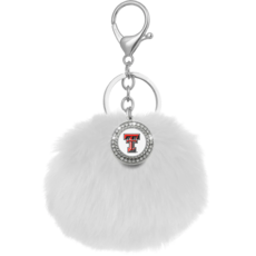 Spirit Gear Pom Pom Keychain with Circle Rhinestone