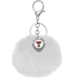 Spirit Gear Pom Pom Keychain with Circle Rhinestone