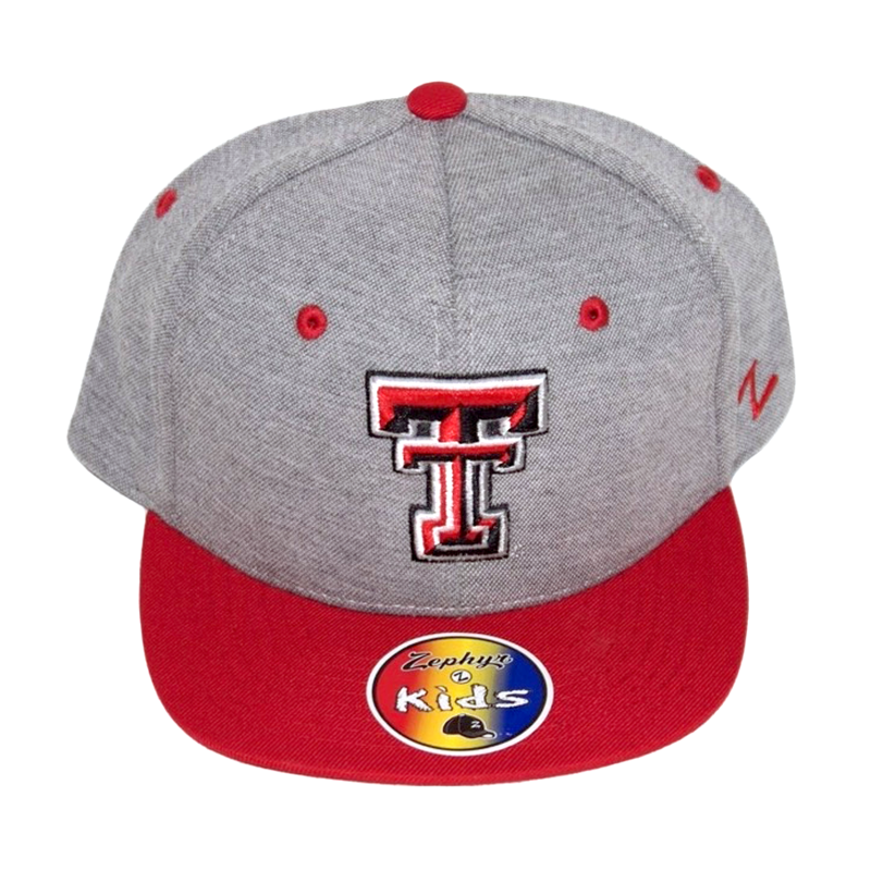 Zephyr Zephyr Grey/Red Twill Youth Flatbill  Cap