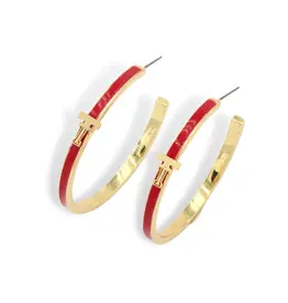 Brianna Cannon Double T Hoop Gold & Red Earring
