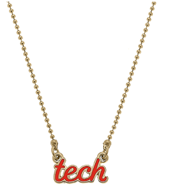 Canvas Style Gold Enamel Script Tech Necklace