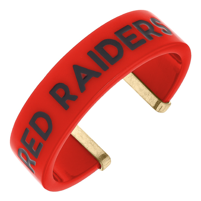 Canvas Style Resin Cuff Red & Gold Red Raider Bracelet