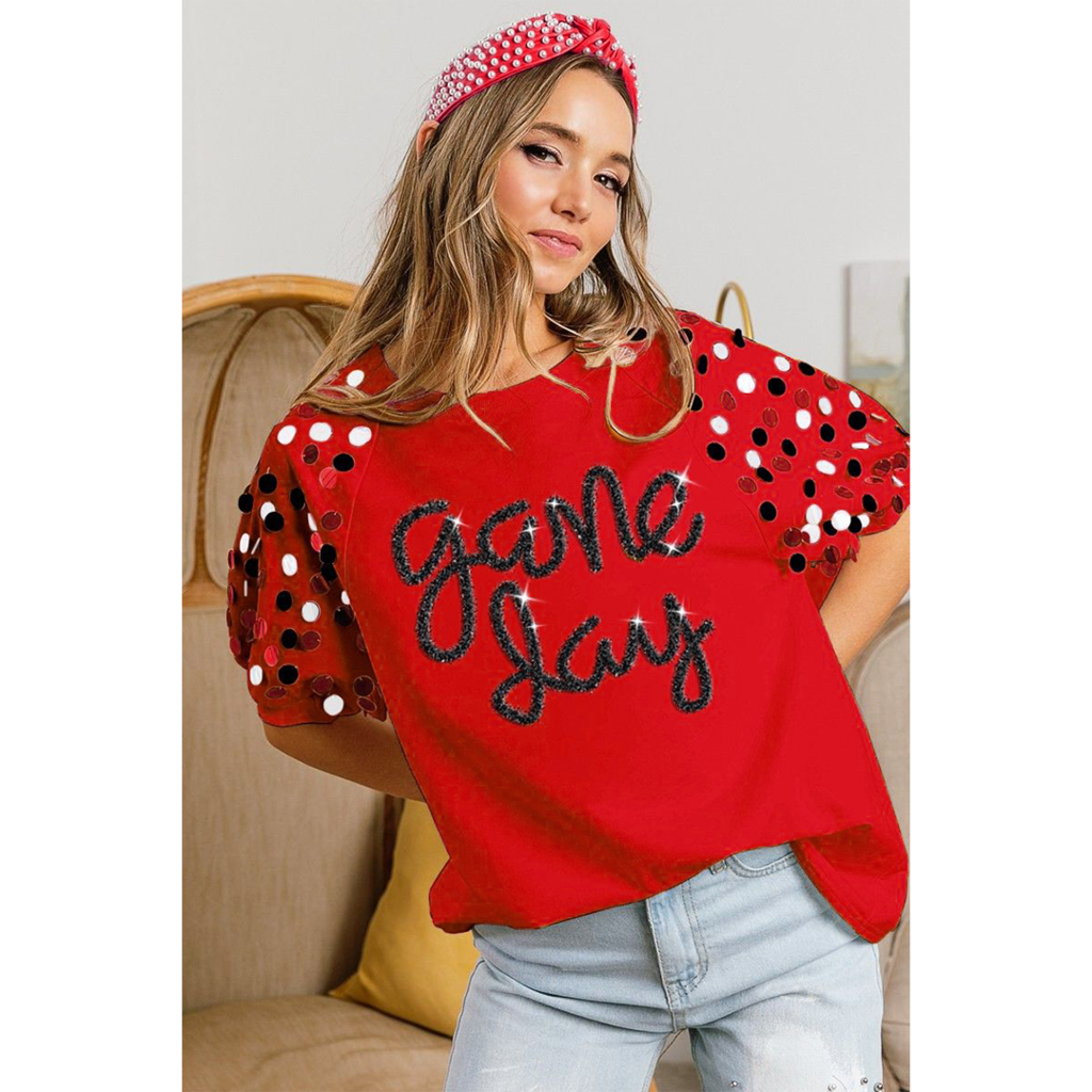 BiBi Gameday Raglan Puff Sleeve Top