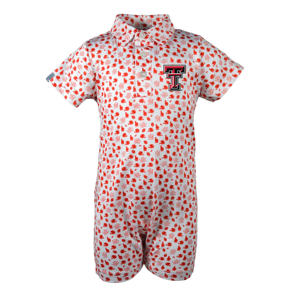 Garb Football All Over  Print Infant Polo Romper