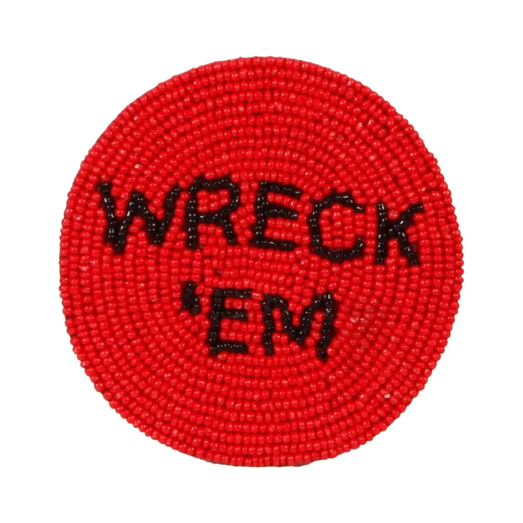 Wreck 'Em Beaded Coaster