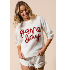 BiBi Gameday Sparkle Puff Sleeve Sweater