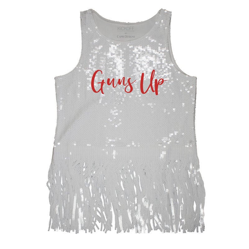 KickOff Co Sequin Script Tank with Fringe