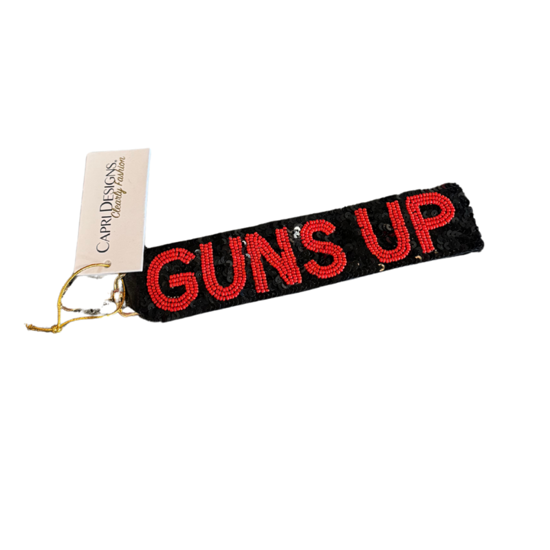 Beaded Key Loop - Black - Guns Up