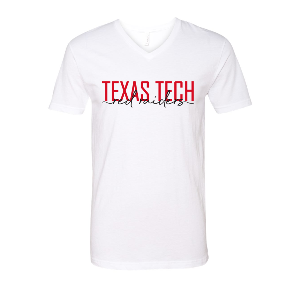 Bella Canvas Scripty Red Raider V-neck Tee