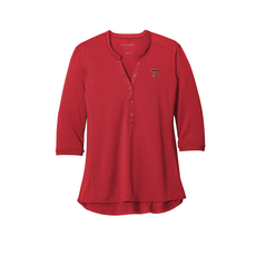 Ladies Pique Henley 3/4 Sleeve Top