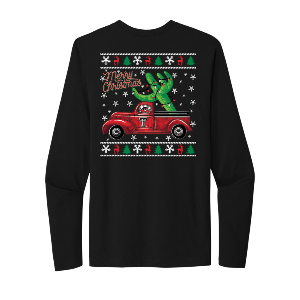 Next Level Christmas Cactus Truck Long Sleeve Tee