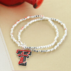 Crystal Double T Silver Stretch Bracelet